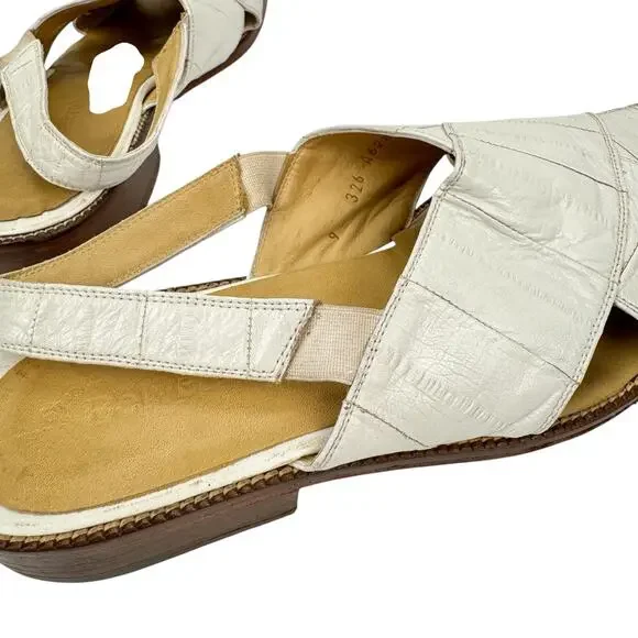 Studio Belvedere‎ White Eel Leather Slingback Sandals 9 Western Hand Made Unique - Picture 13 of 15